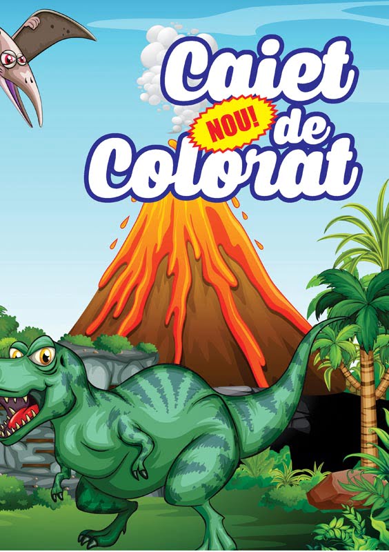caiet colorat a4 dinozauri