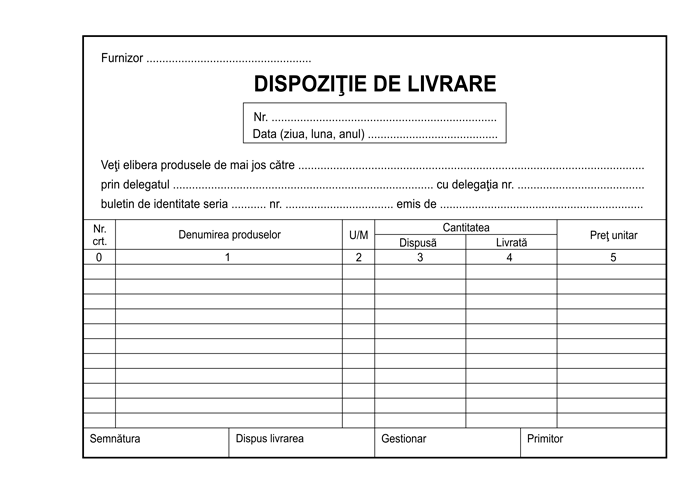dispozitie livrare