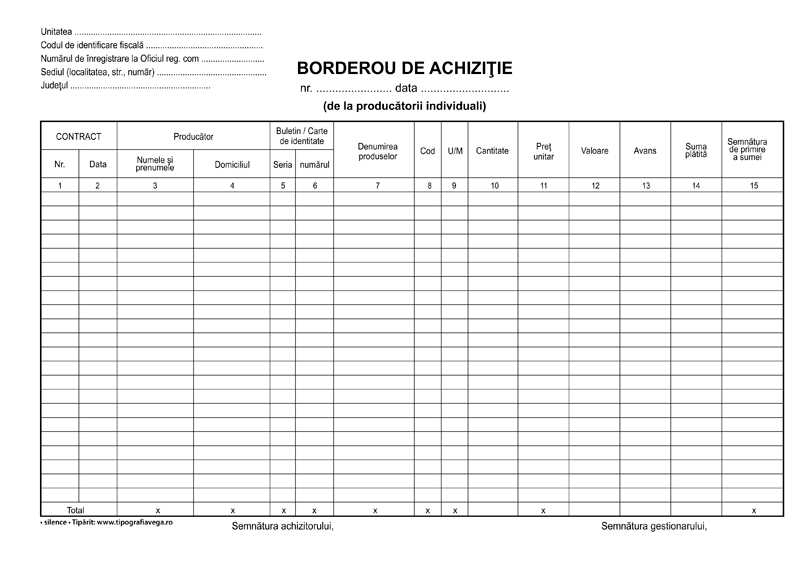 Interior Borderou Achizitie